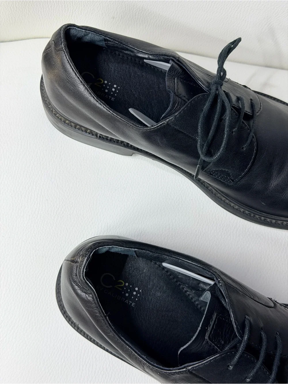C2 by Calibrate Black Leather Derby Shoes Size 36.5